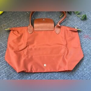 Longchamp lepliage nylon tote -orange/brick red